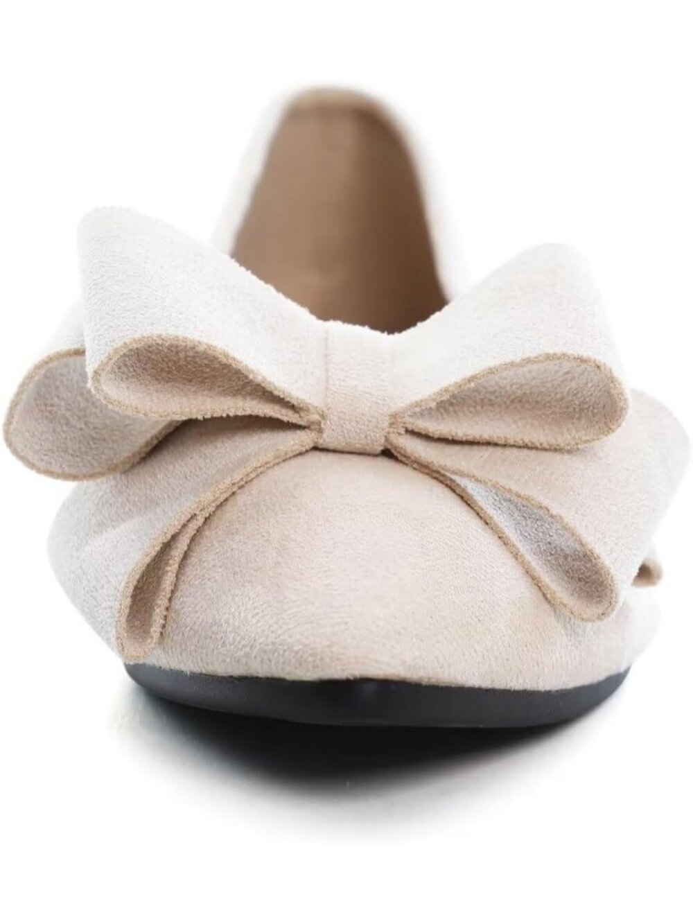 Women's Apricot Suede Fashion Bowknot Flats Comfort Pointed Toe Dressy Shoes - Picture 5 of 6